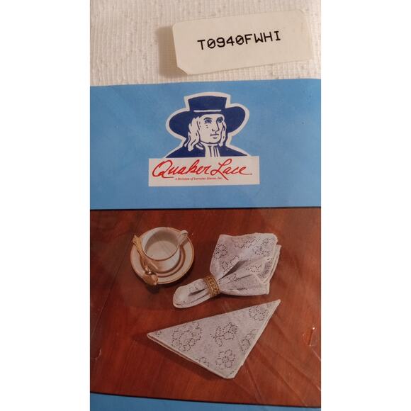 Quaker Lace Dinner Napkins White Set of 4 Vintage In Package - Picture 10 of 11